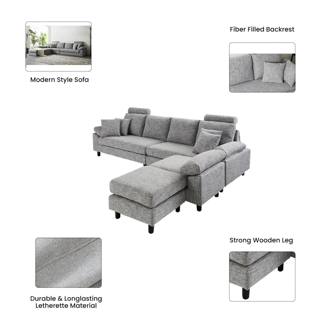 Ferguson 6 Seater Interchangeable L Shape Sofa – Flexible & Spacious Design