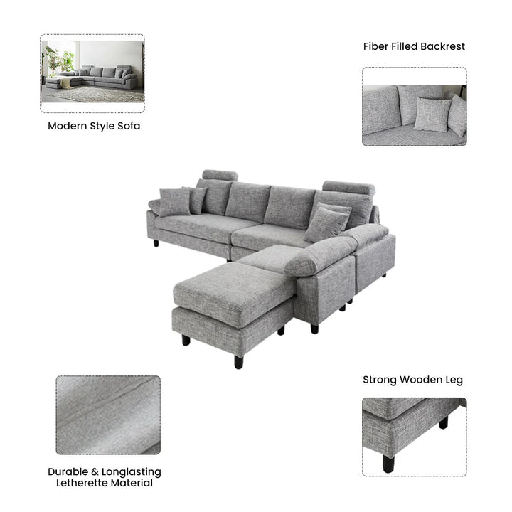 Ferguson 6 Seater Interchangeable L Shape Sofa – Flexible & Spacious Design