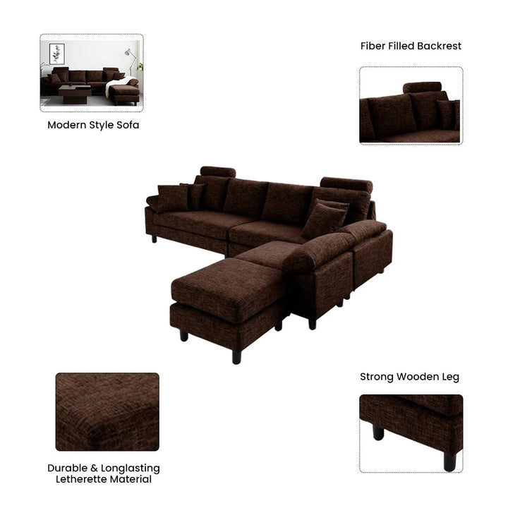 Ferguson 6 Seater Interchangeable L Shape Sofa – Flexible & Spacious Design