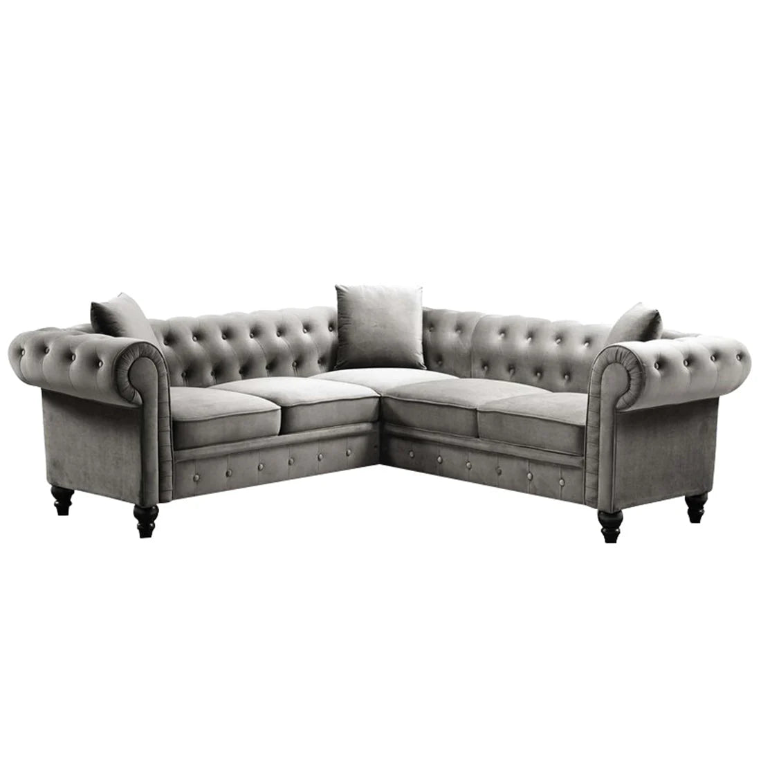 Glacier Solid Wood Fabric L Shape Chesterfield Sofa – Abi Convenient Store