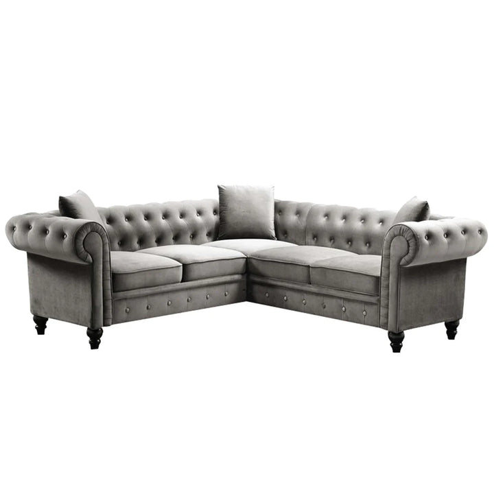 Glacier Solid Wood Fabric L Shape Chesterfield Sofa – Abi Convenient Store