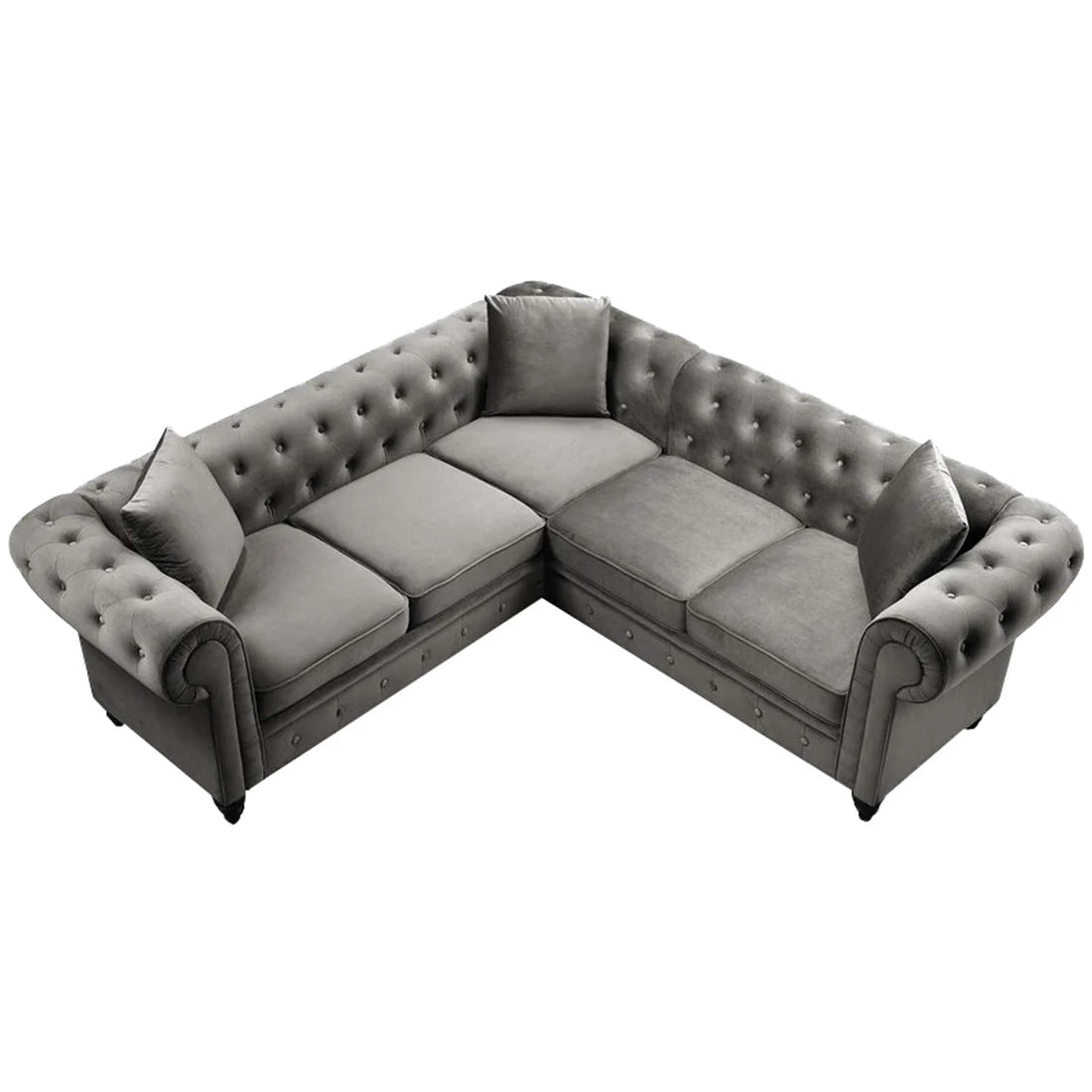 Glacier Solid Wood Fabric L Shape Chesterfield Sofa – Abi Convenient Store