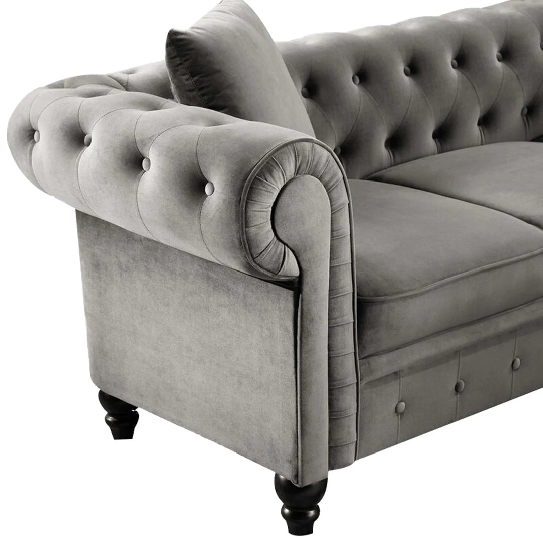 Glacier Solid Wood Fabric L Shape Chesterfield Sofa – Abi Convenient Store