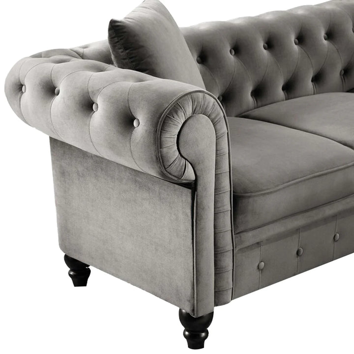 Glacier Solid Wood Fabric L Shape Chesterfield Sofa – Abi Convenient Store