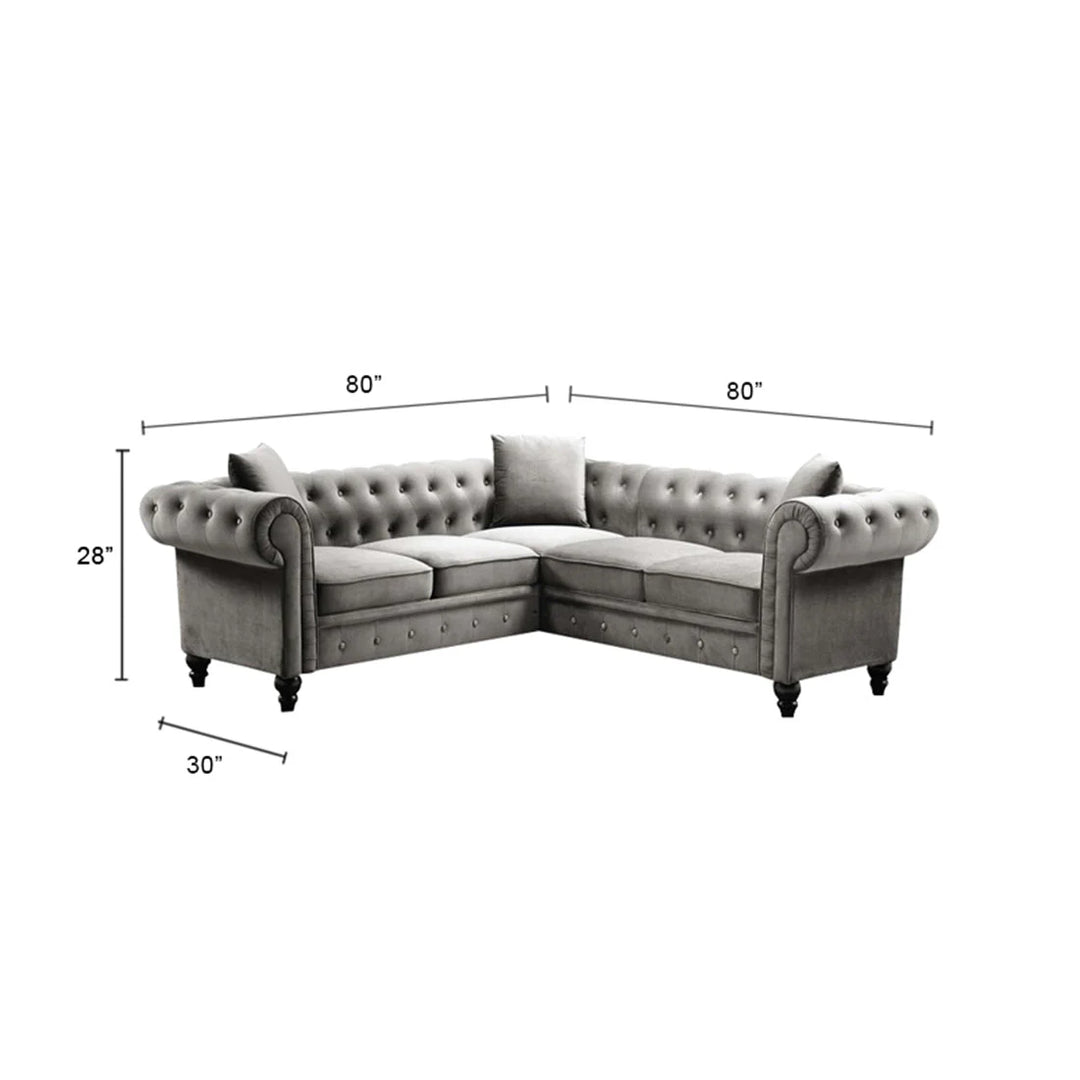 Glacier Solid Wood Fabric L Shape Chesterfield Sofa – Abi Convenient Store