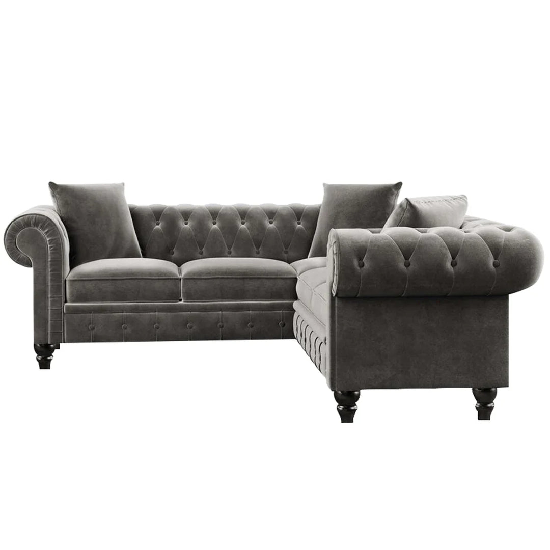 Glacier Solid Wood Fabric L Shape Chesterfield Sofa – Abi Convenient Store