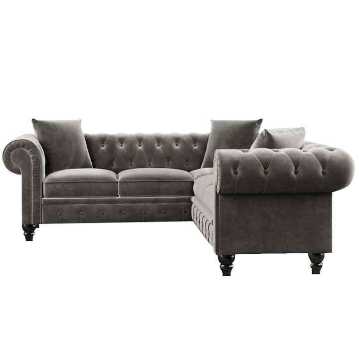 Glacier Solid Wood Fabric L Shape Chesterfield Sofa – Abi Convenient Store
