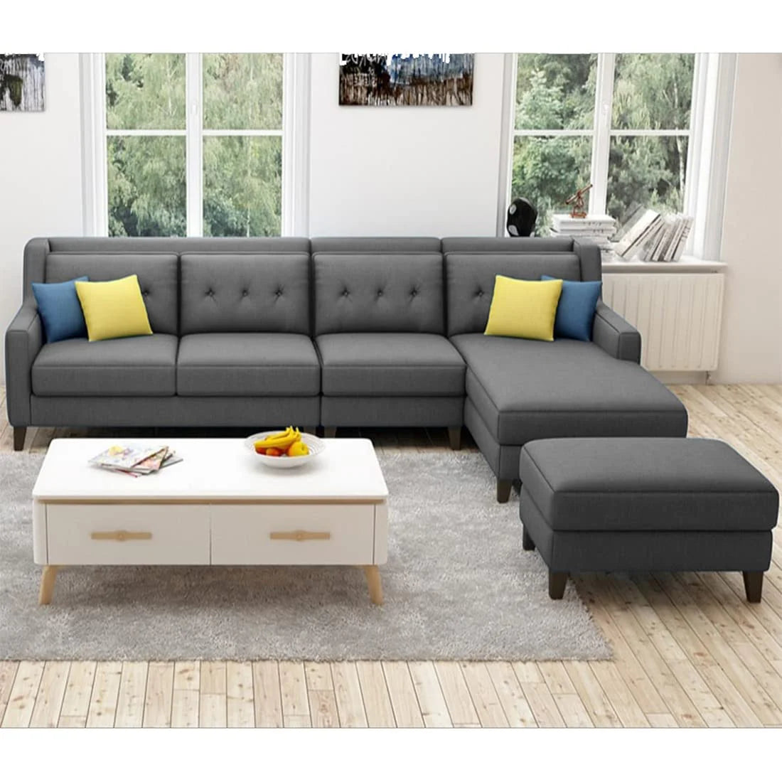 Milner L Shape Sofa with Ottoman – Abi Convenient Store