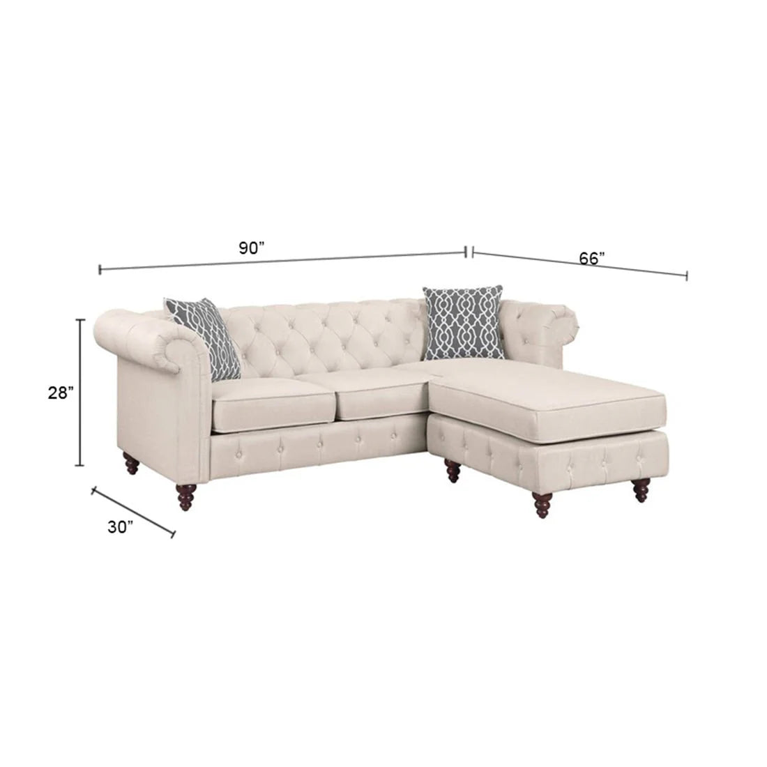 Sage Solid Wood Chesterfield Sofa With Ottoman – Abi Convenient Store