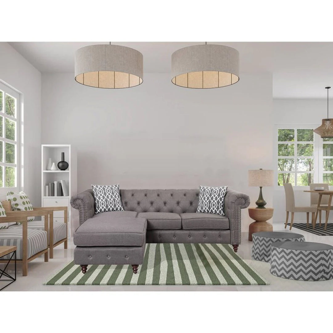 Sage Solid Wood Chesterfield Sofa With Ottoman – Abi Convenient Store