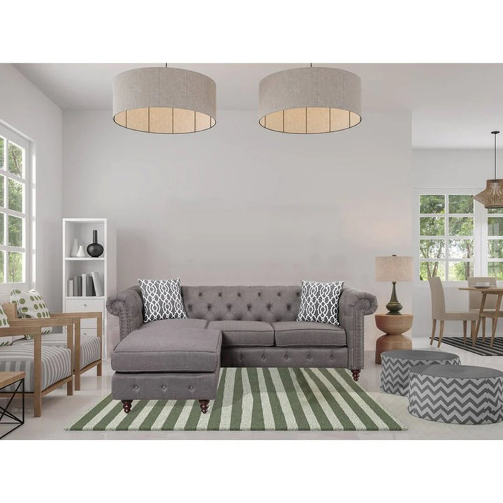 Sage Solid Wood Chesterfield Sofa With Ottoman – Abi Convenient Store