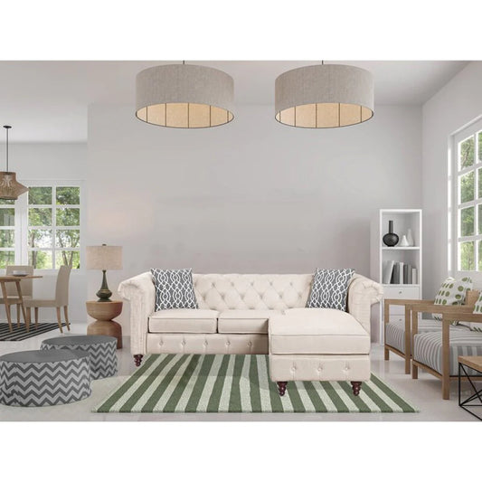 Sage Solid Wood Chesterfield Sofa With Ottoman – Abi Convenient Store