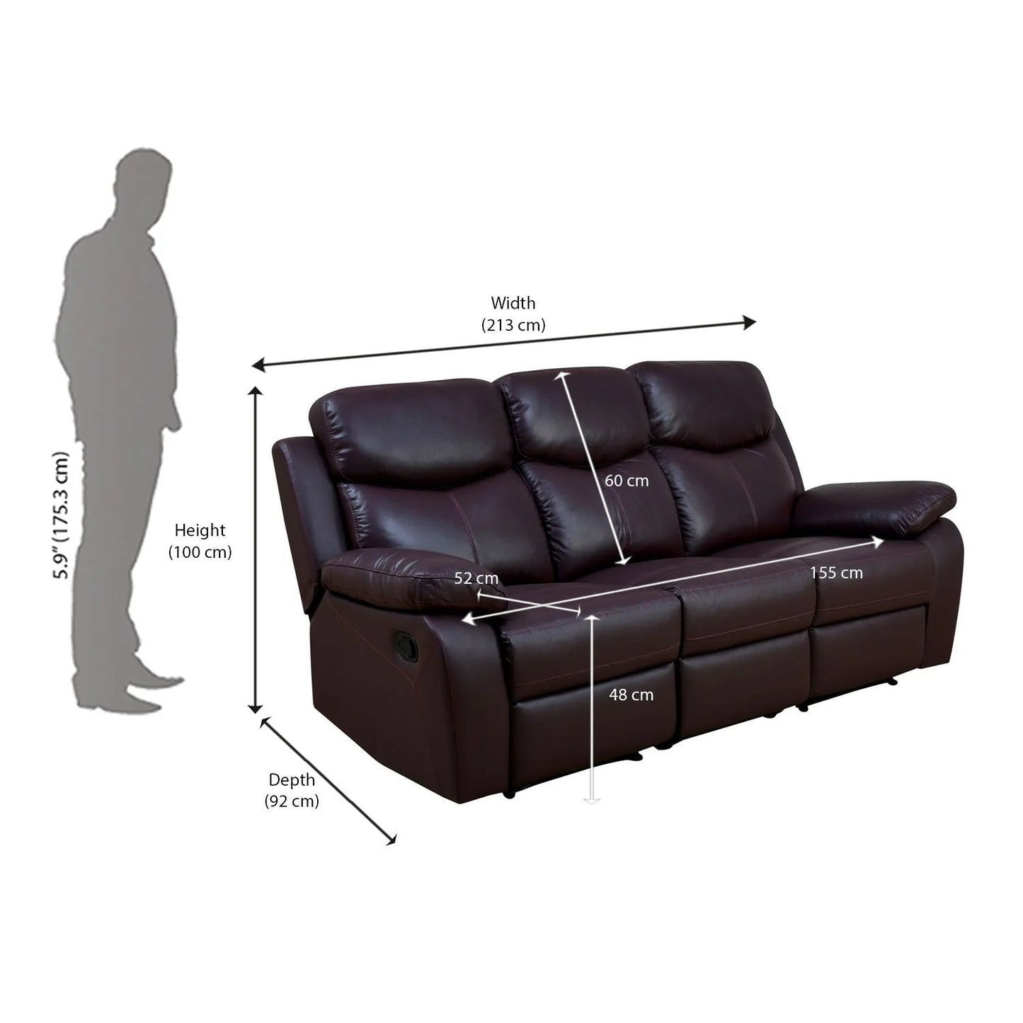 Weston Leatherette Manual Recliner | 1, 2, 3 Seater – Abi Convenient Store