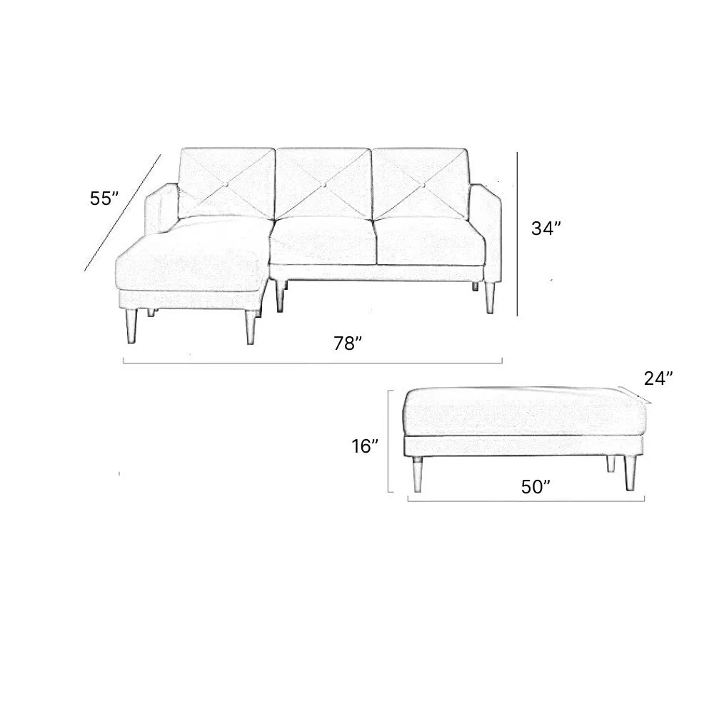 Yuka L Shape Sofa Furniture with 2 Seater Bench – Abi Convenient Store